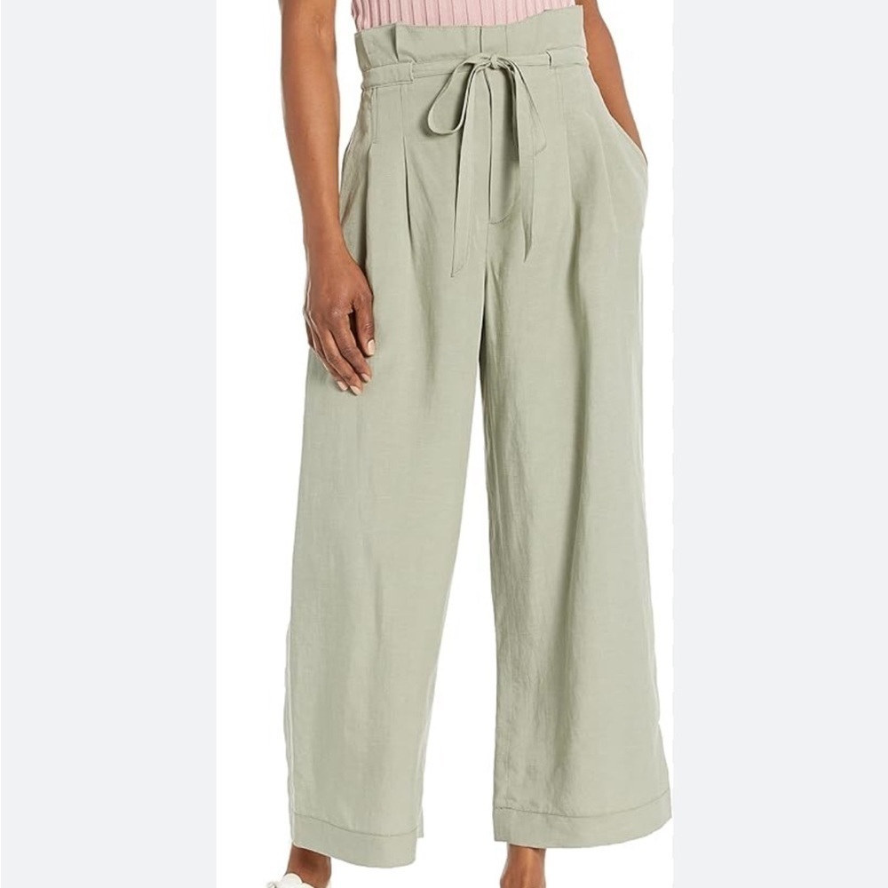 Club Monaco Anreahnna Wide leg linen blend pant in Sage NWT 8